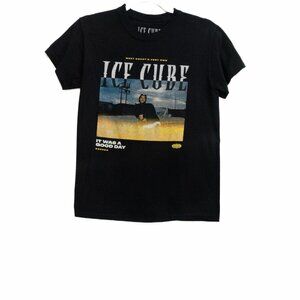 Ice Cube Womens Black T-Shirt Graphic Print Short Sleeve Crew Neck Cotton S